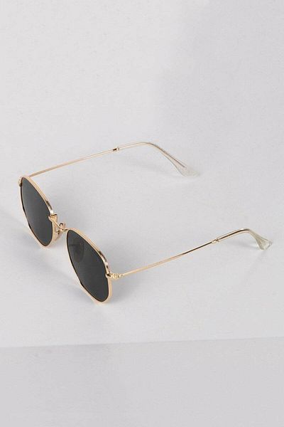 Makro Optik Unisex Gold Pentagonal Gold Vintage Sunglasses