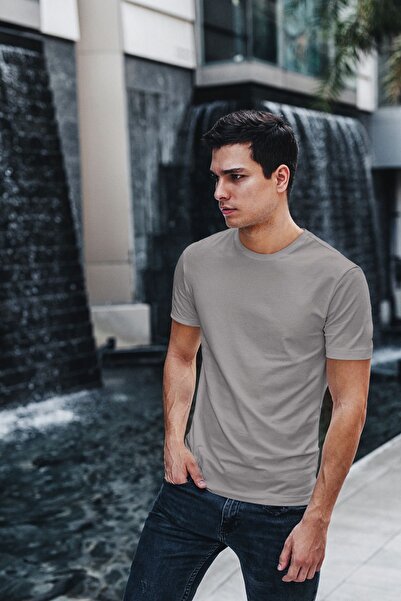 OXVİN Ανδρικό μπλουζάκι με λαιμόκοψη - κανονική εφαρμογή, βαμβακερό βασικό μπλουζάκι (άνετη εφαρμογή)