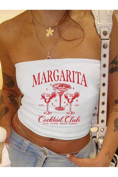 Bengi Clothing Γυναικείο μπαντό μπλουζάκι με λευκό σχέδιο