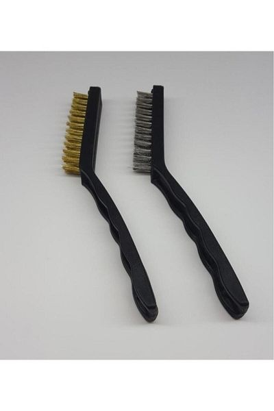optana Professional Wire Brush Set of 2 - Steel and Copper Brush, Joint Sink Kitchen Spark Plug Rust Dirt Cleaner