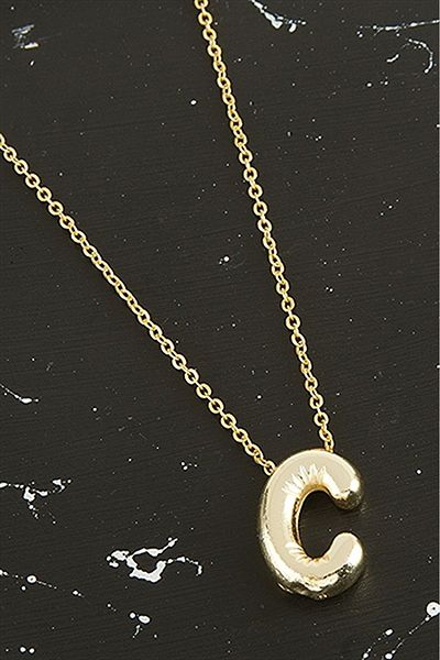 HerşeyVarBurda Gold Colored 3D Letter Balloon Necklace