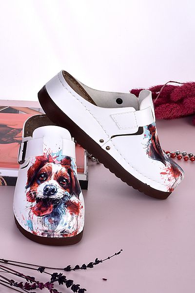 azizsahinshoes 3057 Μοντέλο Ανατομικές Παντόφλες - Happy Puppy Pattern