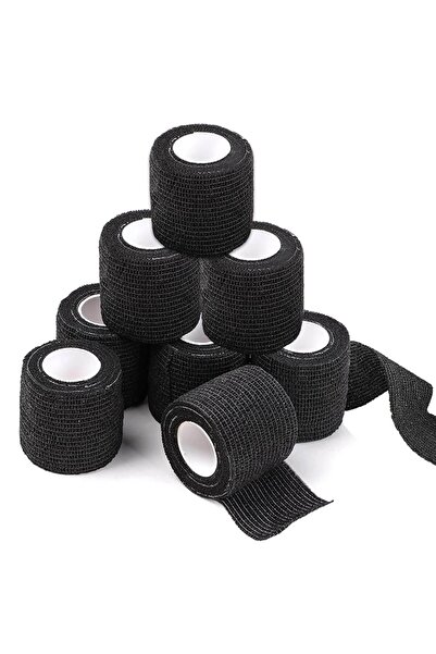 Dedeks Kendine Yapışan Elastik Koban Yapışkanlı Bandaj Siyah Renkli 12 Adet Yapışkanlı Coban