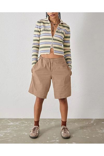 september island Baggy Tech Brown Shorts - Longline