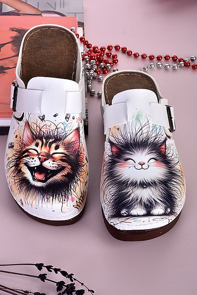 azizsahinshoes Παντόφλες Happy Cats με ανατομικό σχέδιο μοντέλου 3036