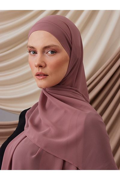 Femple Modest Πολυτελές σάλι σιφόν - Παλιό ροζ χρώμα, αυτοκόλλητο, 170x65cm Hijab