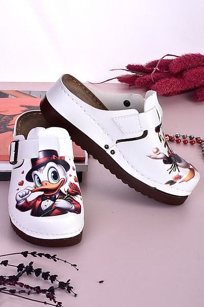 azizsahinshoes Papuci anatomici model 3028 - cu model de rață îndrăgostită
