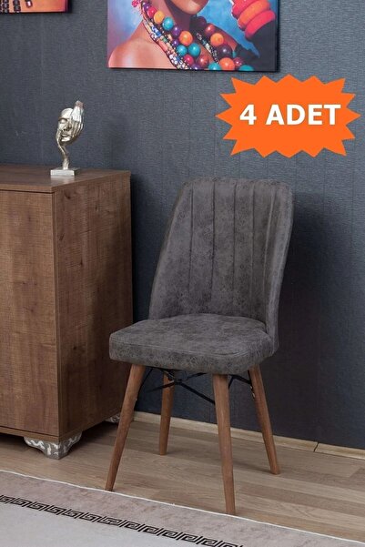 ADAHOME Mutfak Sandalyesi | Yemek Odası Sandalyesi | Salon Sandalyesi | Cafe Sandalyesi - Antrasit - 4 Adet