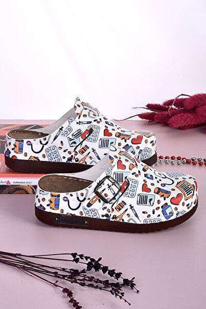azizsahinshoes 3034 Model Anatomical Patterned Doctor Appliance Slippers