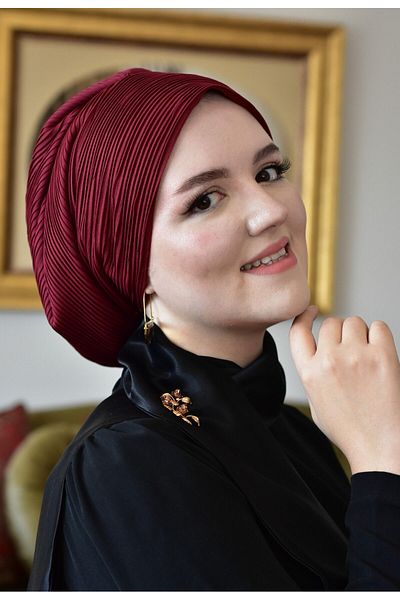 ARTİZİA pleated fabric stylish relax hijab cap, ready wrap, ready turban