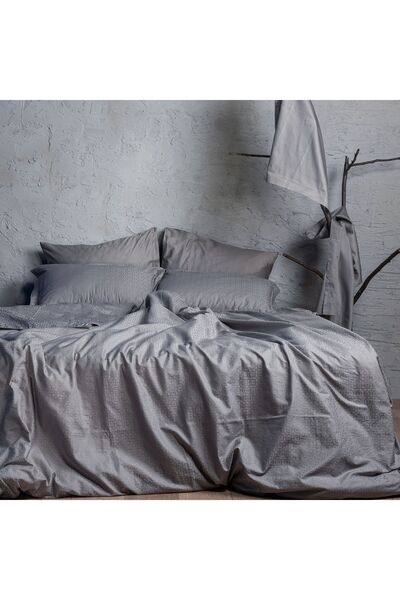 Halsa Borås Jakar Pamuk Saten Çift Kişilik Antrasit Nevresim Takımı