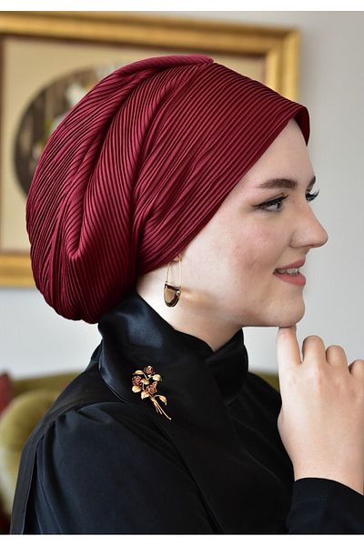 ARTİZİA pleated fabric stylish relax hijab cap, ready wrap, ready turban