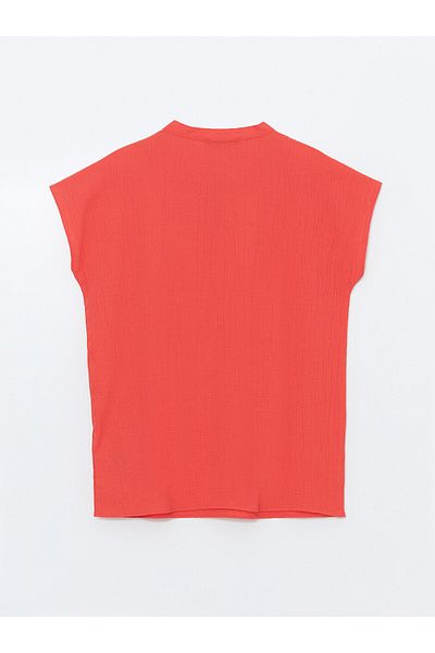 LC Waikiki LCW Damenbluse – gerader Schnitt, Bindekragen, kurze Ärmel