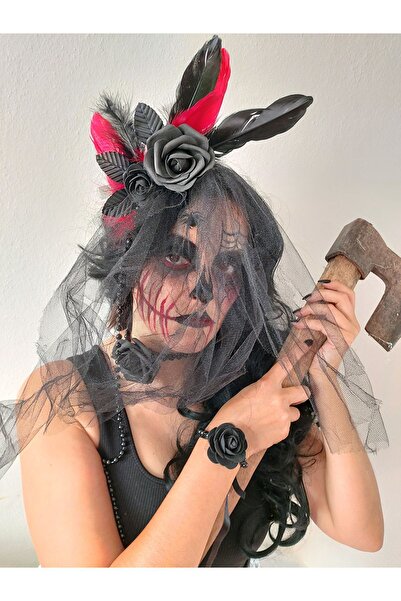 HA&NA Cadılar Bayramı Taç , Bileklik Ve Kolye Set, Halloween Kostüm , Cadılar...