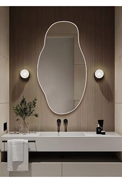 CG HOME Asimetrik75x40 Konsol, Dresuar, Tuvalet Aynası Beyaz. 1.kalite Şişeca...