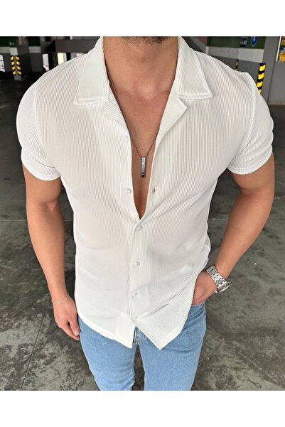 oneoff Ανδρικό καλοκαιρινό κοντομάνικο πουκάμισο με υφή