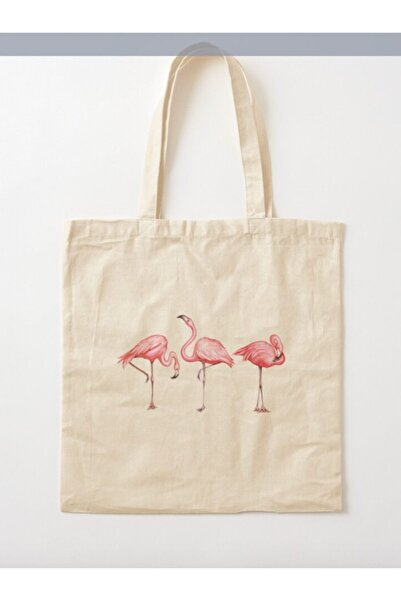 MiniPera Geantă de umăr din pânză brută proiectată Flamingo