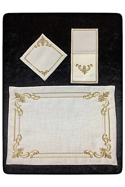 ÇeyizHan ÇEYİZHAN 18 PARÇA - Maraş İşi Sırma Nakış İşlemeli Keten Amerikan Se...