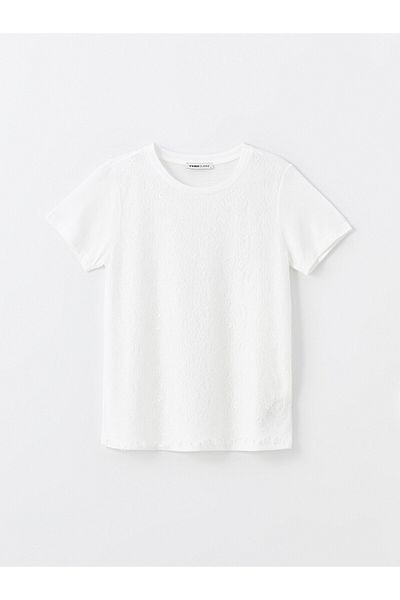 LC Waikiki Γυναικείο κοντομάνικο μπλουζάκι LCW Crew Neck Lace