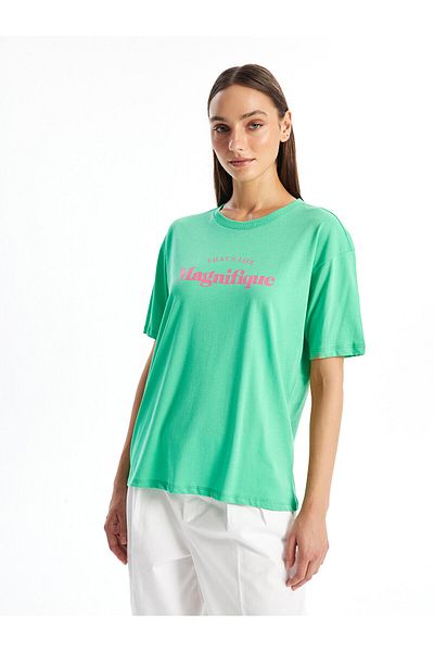 LC Waikiki LCW Oversize Women's T-Shirt - Crew Neck, Printed, Short Sleeve