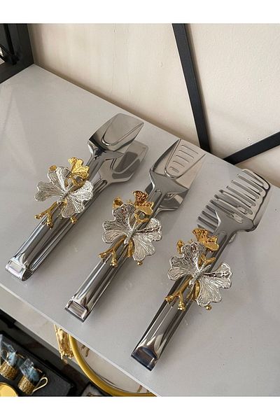İmren Collection 3-Piece Tongs Set Silver