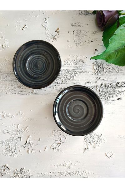 MADAM İZMİR 6-Piece Black Winter Tea Plate