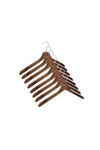 NYN Wooden Clothes Shirt Hanger Walnut Color 6 Pieces