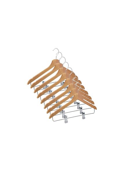 NYN Wooden Clothes Hanger with Pegs Natural Color 6 Pieces