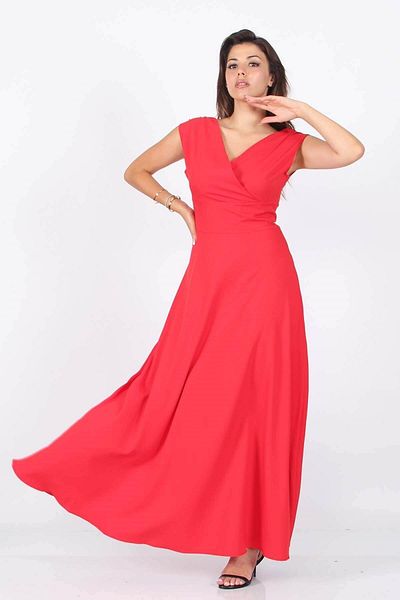 Neşeli Butik Women's Shoulder Detailed Boat Neck Long Evening Dress Nb8076