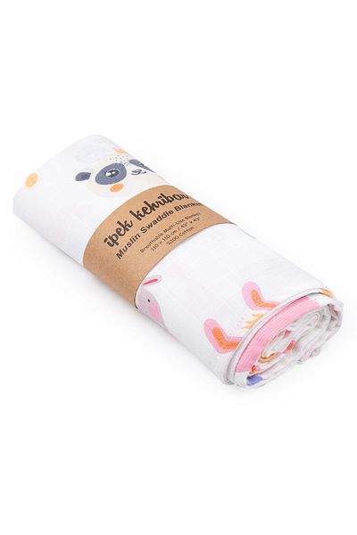 İpek Kehribar Baby Blanket Muslin Cover Multi-Purpose Muslin Stroller Cover 110x110cm Koala