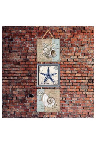 Cakatablo Harita Yengeç Deniz Kabuğu Kılıç Balığı 14x14 Cm