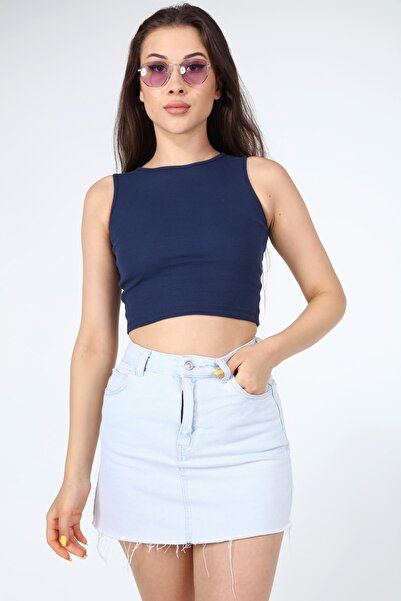 AFŞAR MODA Women's Zero Sleeve Crop Blouse