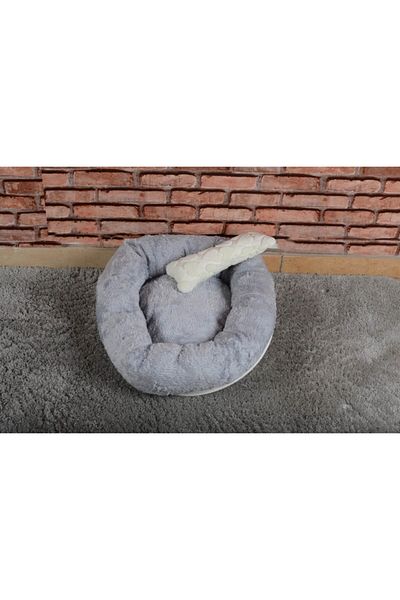 Cookie Pet سرير شيربا بولار دائري قابل للغسل للكلاب والقطط مقاس 60 رمادي
