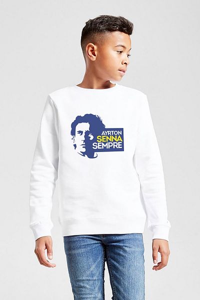 QIVI Hanorac alb unisex pentru copii Formula F1 Ayrton Senna F1 Car Printed