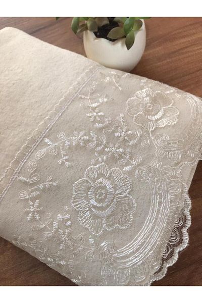 Çeyiz Bahçesi Ahmella French Guipure Cream Velvet Πετσέτα 50&90