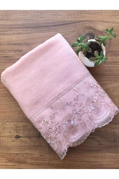 Çeyiz Bahçesi Ahmella French Laced Powder Velvet Towel 50&90