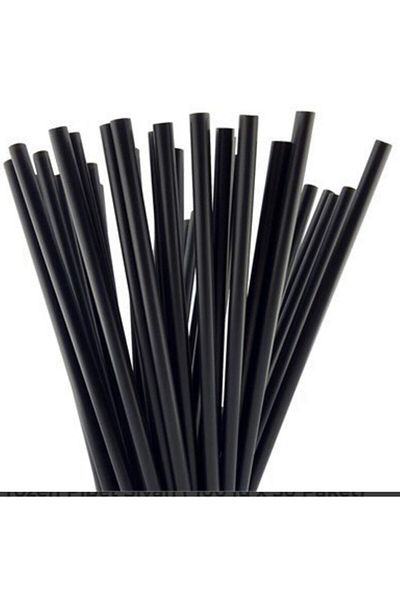 YALOVA AMBALAJ Black Plastic Frozen Straws - 50 Pieces