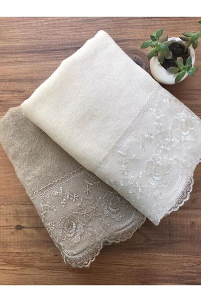 Çeyiz Bahçesi Σετ πετσετών Ahmella French Laced 2 τεμαχίων 50&90