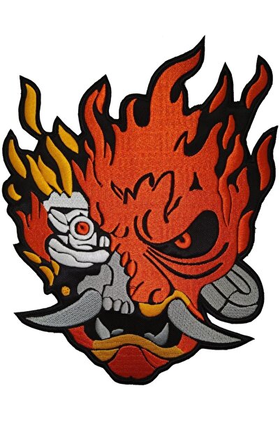 Sim Nakış Alev Şeytan Nakış Işleme Arma Patch Peç 20×25 Cm
