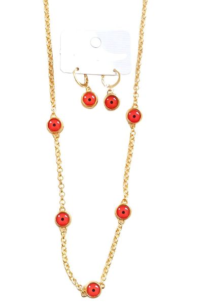Mixperi Red Eyed Jewelry Set with Necklace, Earrings and Bracelet