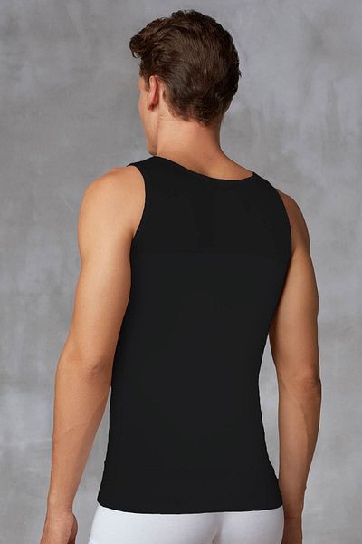 Pimody Men's Black Slimming Up to 2 Size Cotton Corset Tank Top Doreanse 5965
