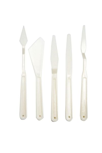 Hobialem Set of 3, Plastic Spatula, Pom Pom Brush and Palette, Auxiliary Set, Hobby Work, Acrylic Paint