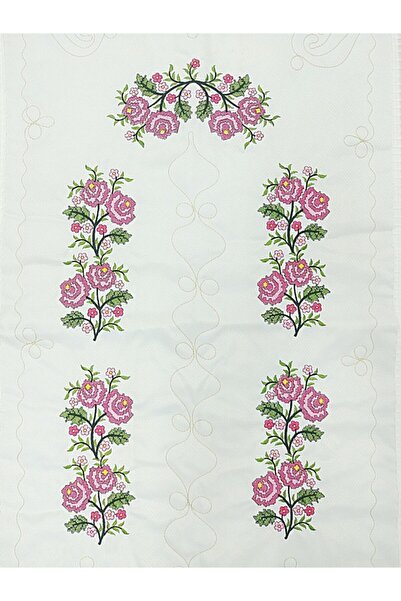 DİLEX سجادة صلاة بيضاء ايتامين مطرزة بمسند الزفاف 120x73 سم