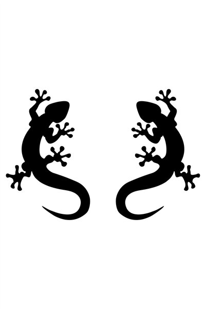 Quart Aksesuar قطعتان من ملصق سحلية ملصق تلقائي للسيارة أسود 15 × 10 سم