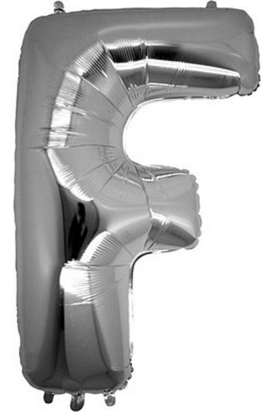 Parti dolabı Letter Foil Balloon Letter F Large Size Balloon Silver/Grey 100CM