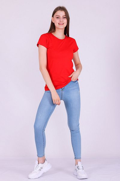 Tshirthane Tricou cu mânecă scurtă tricotat de bază de culoare roșie