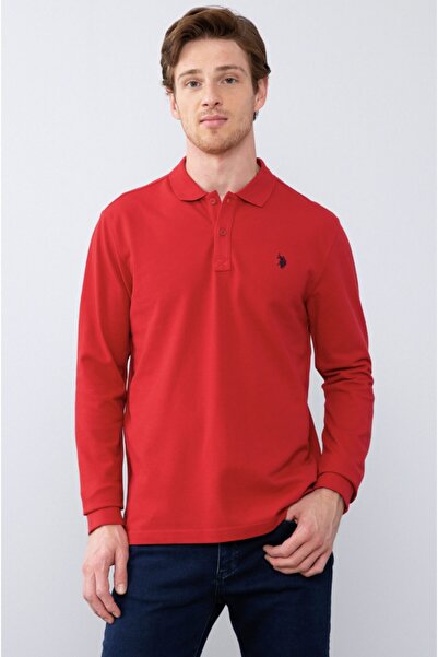 U.S. Polo Assn. Червена поло блуза с висока яка