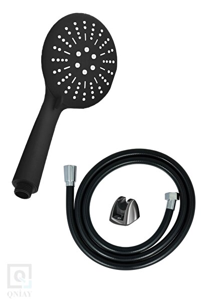 QNİAY Siyah Papatya Duş Başlığı (siyah) Pvc Duş Hortumu Duş Takımı Duş Seti