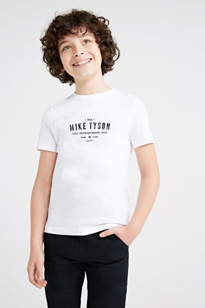 QIVI Unisex dečija bela majica Mike Tyson Iron Štampano
