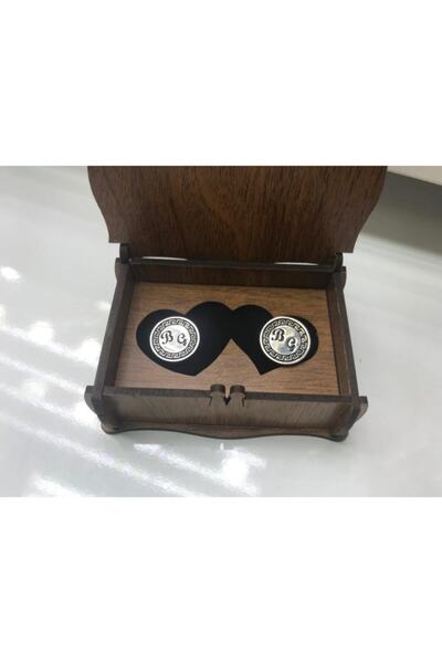 Naz Gümüş Yuvarlak Çift Harfli Kol Düğmesi 925 Ayar Gümüş